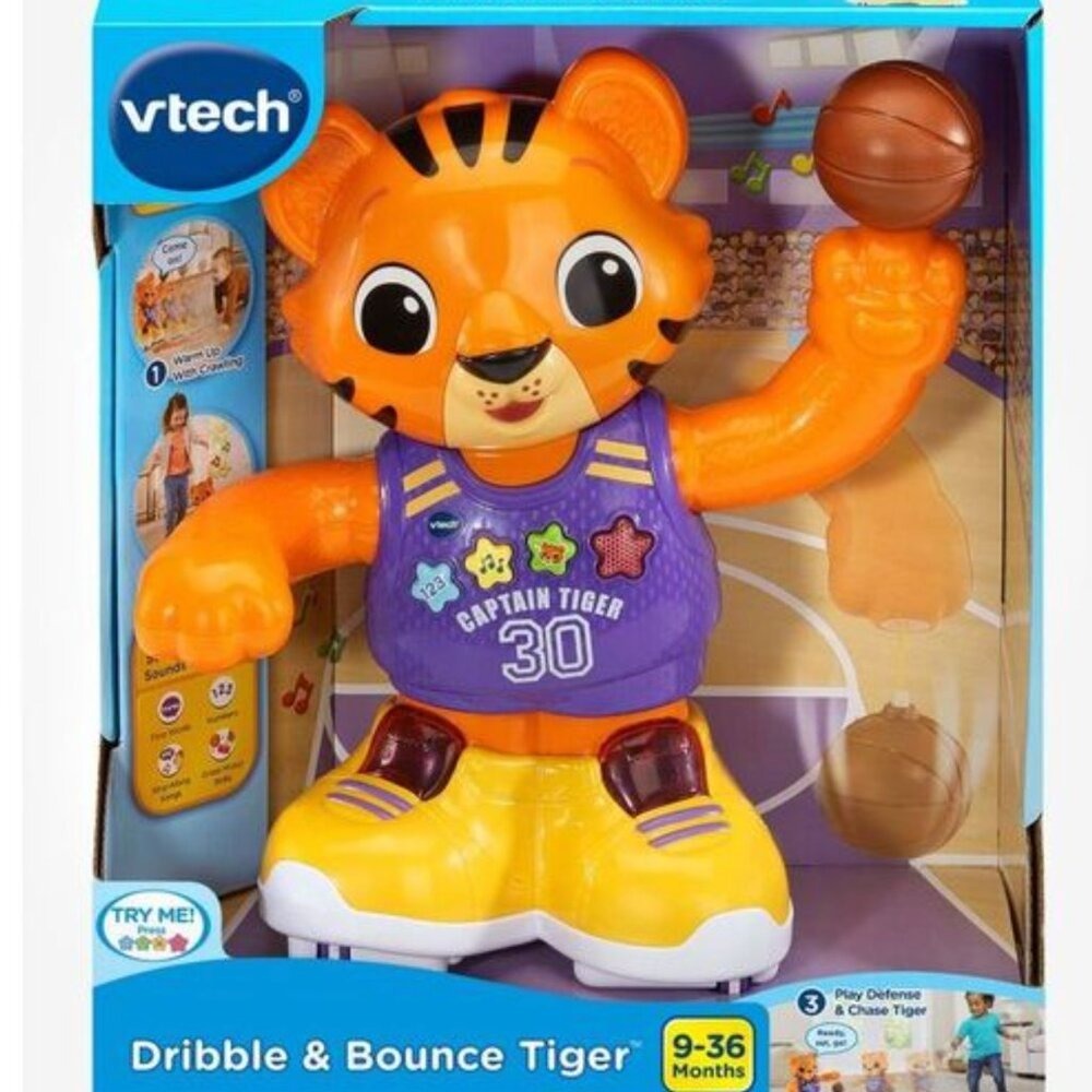 NIB VTech Dribble & Bounce Captain Tiger Animatronic Moving Talking Dribbling
